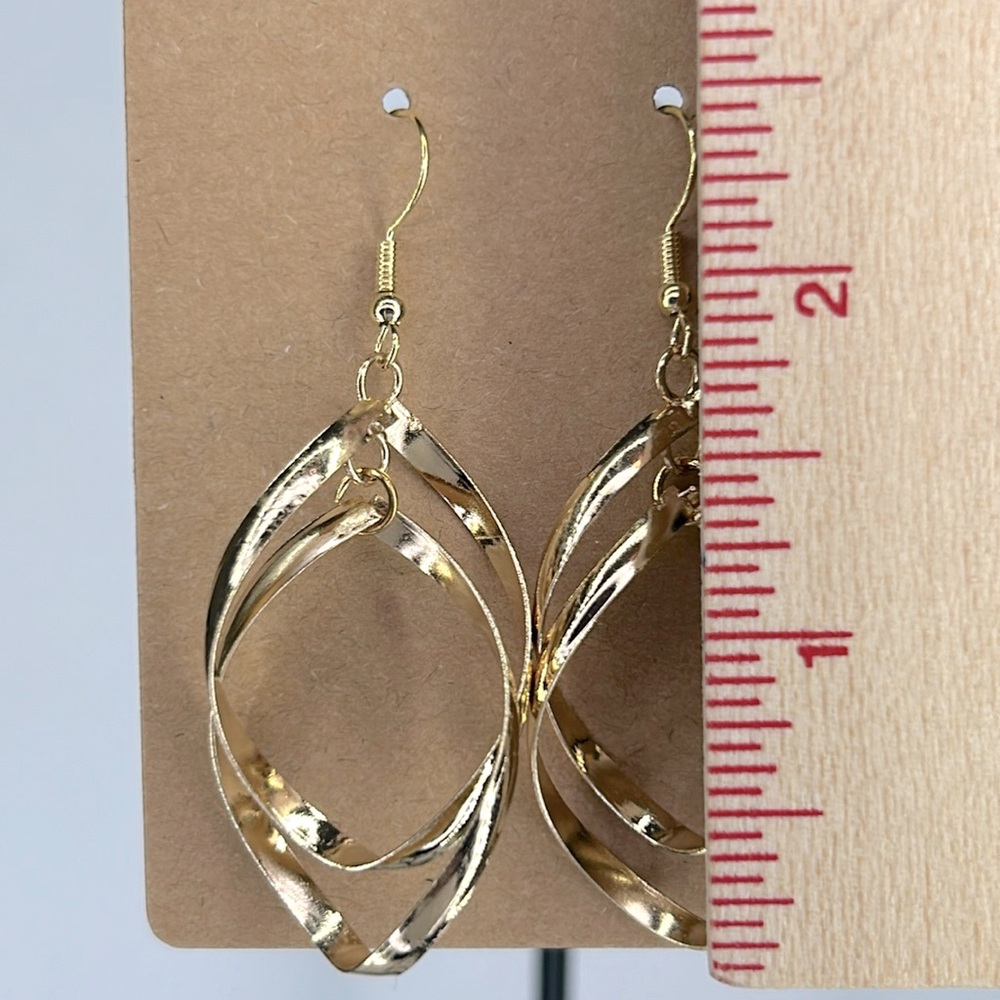 Classic Twisted Gold Tone Dangle Earrings - Picture 2 of 2